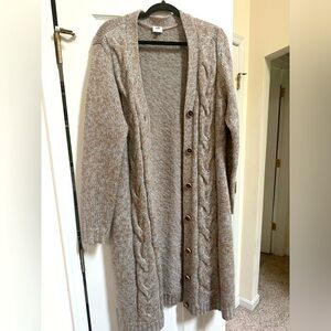 Cozy Brown Knit Cardigan sparkles sweater